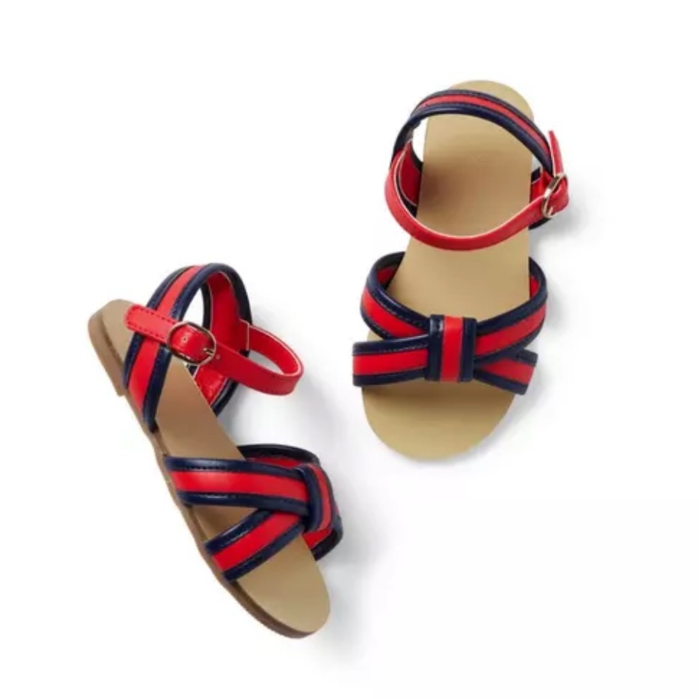 Janie&Jack Striped Cross Strap Sandals